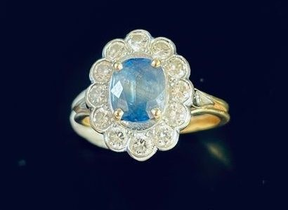 Bague saphir et diamants – Antiquaire Nîmes